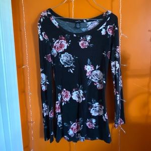 black floral long sleeve shirt